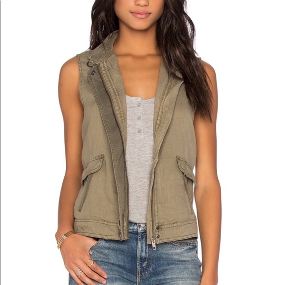 Michael Stars Linen Military Zip Up Vest SZ M - Picture 4 of 4